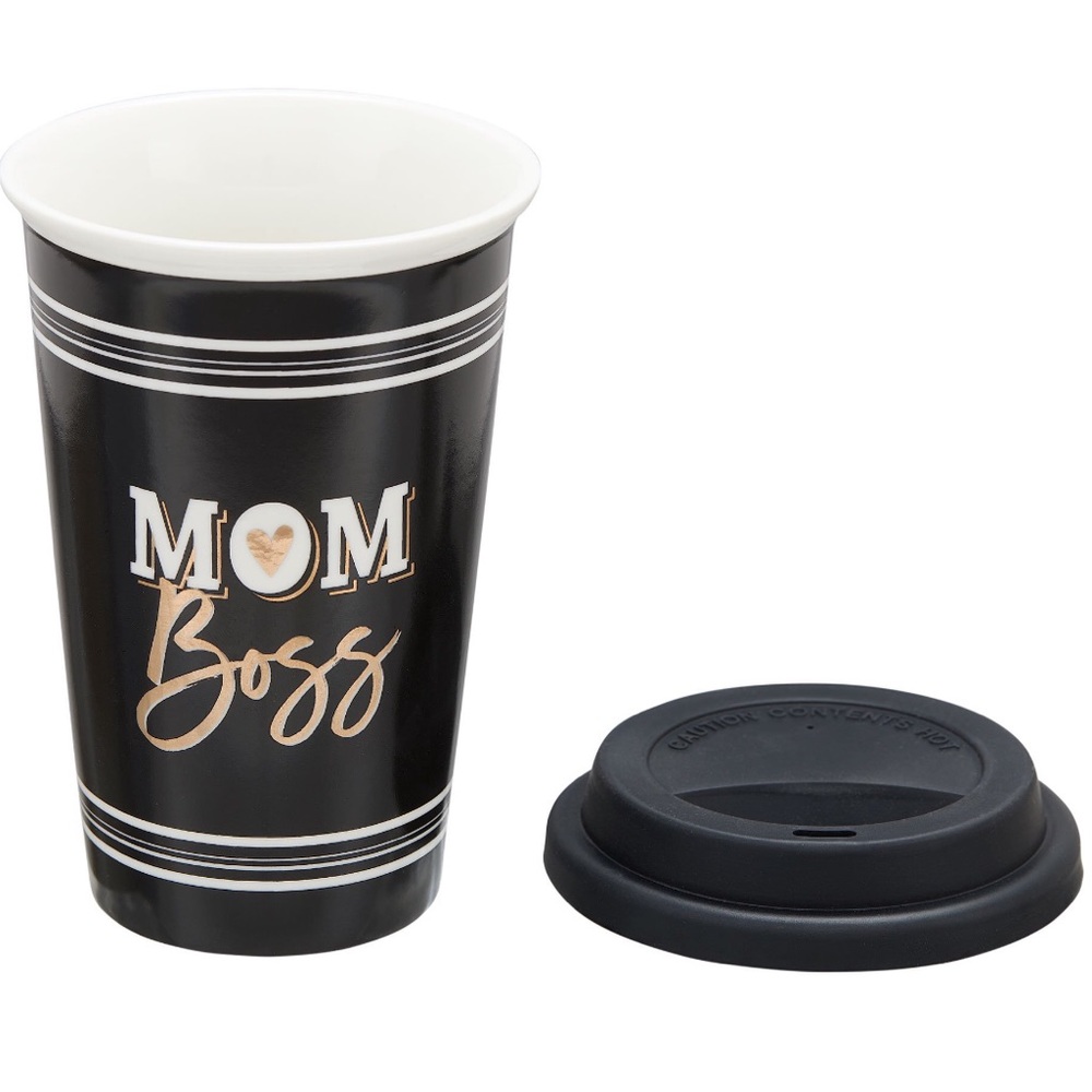 🆕 Mom Boss, 12 Ounce Ceramic Coffee Tumbler NWOT
